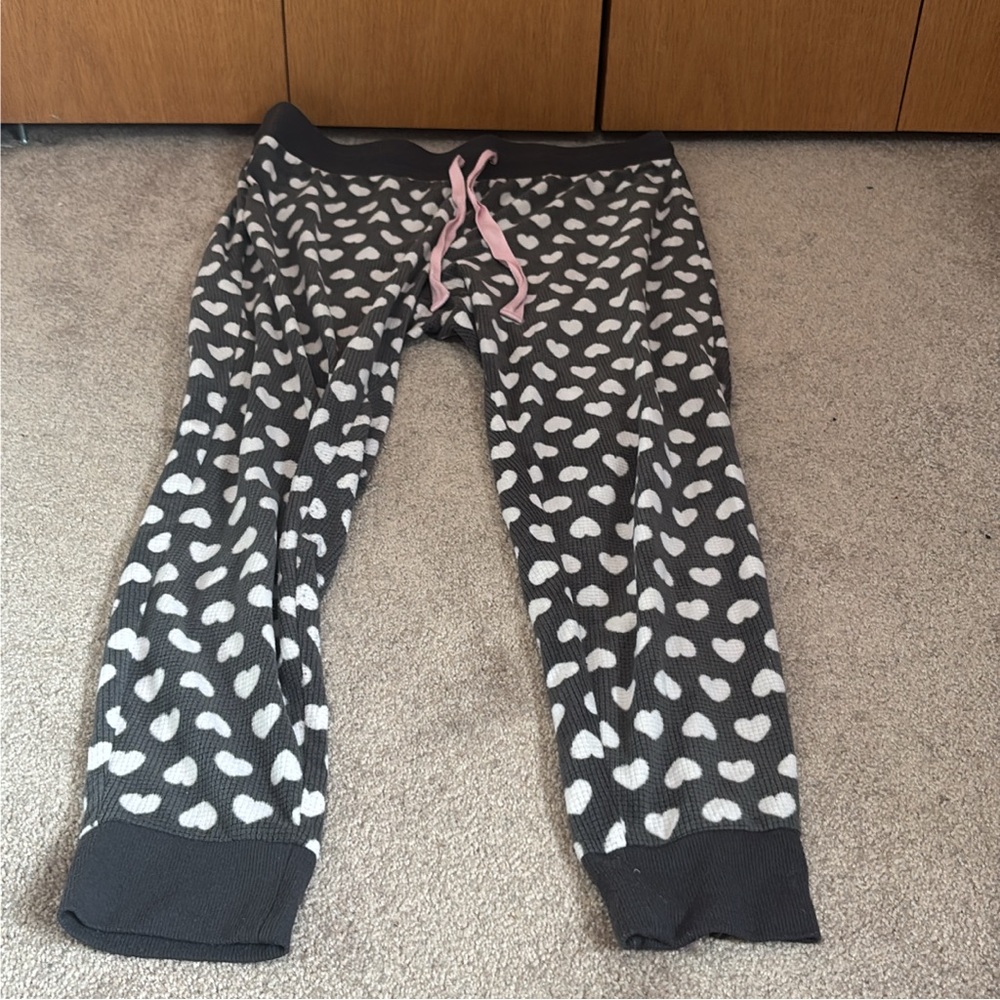 George Women's Pajama Bottoms - Black with White Hearts